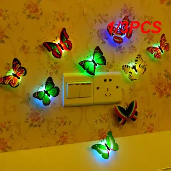1/3 шт., Ночные светильники с бабочками, Наклеиваемые 3D наклейки на стену с бабочками, Украшение дома, Наклейка на стену в гостиной, Освещение