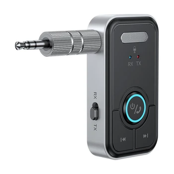 1 комплект аудиоадаптера Bluetooth 5.3 Приемник с разъемом 3,5 мм Беспроводной аудиопередатчик черного цвета для автомобильных наушников динамиков телевизора