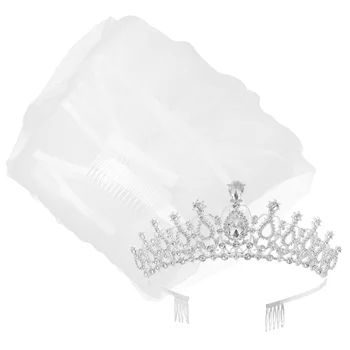 2 ШТ, Корона и вуаль Vestifos De Novia, кружевное Свадебное Европейско-американское платье цвета слоновой кости, реквизит для фотосессии