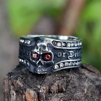 2022 Новое кольцо с черепом в стиле панк-рок из нержавеющей стали 316L в стиле панк-рок с красным глазом Metak Mike Biker Ювелирные изделия для мужчин по цене дропшиппинга