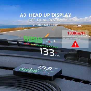 2023 A3 GPS HUD Автопроектор Спидометр Головной дисплей Датчик скорости автомобиля Напряжение Направление движения Сигнализация безопасности