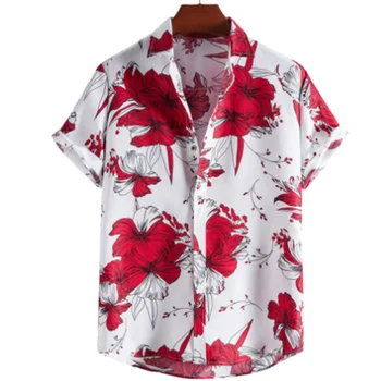 2023 Цветочные Рубашки Для Мужчин С Принтом Мужская Гавайская Рубашка Пляжная 5xl С Коротким Рукавом Модные Топы Тройники Летняя Рубашка Мужская Блузка Camisa