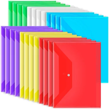 24 упаковки пластиковых конвертов с застежкой, Пластиковые папки для документов формата А4, папки с прозрачными конвертами, пакеты для файлов