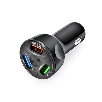 3-Портовый адаптер для быстрой зарядки USB-адаптера автомобильного зарядного устройства со светодиодным дисплеем QC 3.0 Автоаксессуары