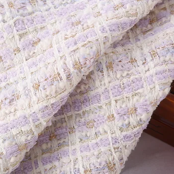 50x145 см Модная бледно-фиолетовая Шерстяная Ткань из Твида Для женщин, Осеннее пальто, Юбка, Жакет, Ткань для шитья Ткань Для Шитья