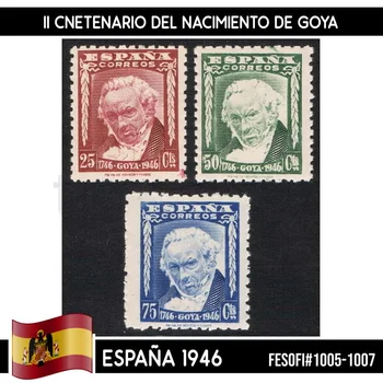 B0362.1 # Испания, 1946. II столетие со дня рождения Гойи (MNH) FES #1005-1007