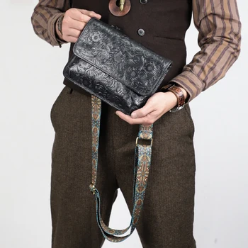 Cowhide Men's Shoulder Bag Crossbody Bags Casual Outdoor Sling Bag Genuine Leather Male Small Square Bag мужские сумки на плечо