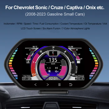 Hud Дисплей Автомобильный OBD2 Датчик Спидометр об/мин Инклинометр Измеритель Температуры Воды И Масла для Chevrolet Sonic/Cruze/Onix 2008-2023