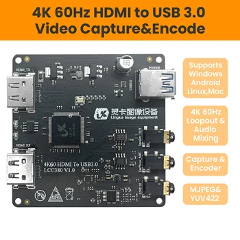 LCC380 4K 60Hz USB HD Видеозахват HDMI К USB3.0 Игровая карта видеозахвата Loopout YUV & MJPEG Прямая трансляция с микрофоном для XBOX