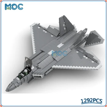 MOC Строительные Блоки F-22 Raptor Военно-Технический Стелс-Истребитель Военный Самолет Наборы Игрушек на День Рождения Рождественские Подарки
