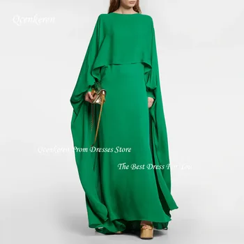 Qcenkern Великолепный Зеленый Халат Вечернее Платье 2023 Женское Вечернее Платье Для Особого Случая В Саудовской Аравии Свадебное Платье-Шаль Для Вечеринки