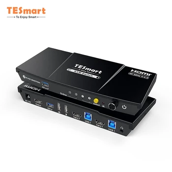 TESmart 2 порта KVM коммутатор 2 в 1 выход HDCP 2.2 Эмуляторы EDID Порт USB 3.0 Аудиовыход 4k60hz HDMI KVM коммутаторы