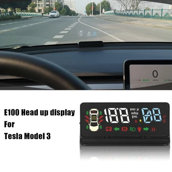 Автоматический электронный дисплей на лобовом стекле OBD Hud проектор скорости Сигнализация превышения напряжения для Tesla Model 3