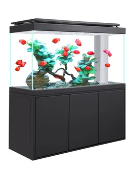 Аквариум dragon fish с большим домашним донным фильтром без воды из ультра-белого стекла для гостиной