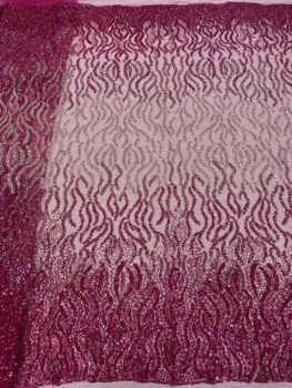Африканская кружевная ткань с пайетками 2023, Высококачественная вышивка бисером, Нигерийский Французский тюль, кружевной материал для свадебного платья