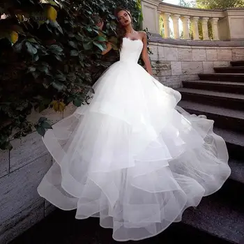 Бальное платье, Дешевые Сексуальные Свадебные платья 2020, Платье Невесты со шнуровкой сзади, Белое Платье цвета Слоновой Кости, Vestido De Noiva, Лето, Большие размеры