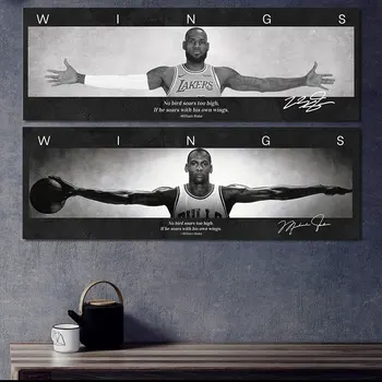 Баскетбольные плакаты с мотивирующими цитатами Джордона и принтами легендарной звезды баскетбола, картина на холсте, спортивное настенное искусство, настенная роспись для домашнего декора