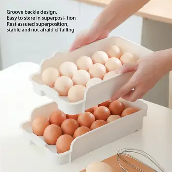 Более хрустящий, экономящий место, свежий, долговечный контейнер для хранения в холодильнике, штабелируемый контейнер для хранения продуктов, модный контейнер для хранения яиц, картонная коробка для яиц, белый