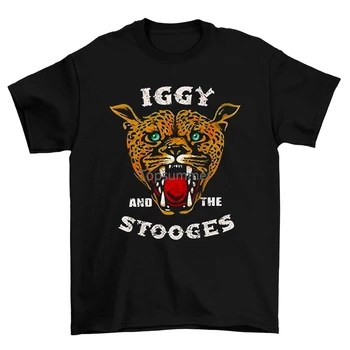Вдохновленная футболка Iggy And The Stooges Cheetah Хлопковая Черная Унисекс S-234Xl V1436