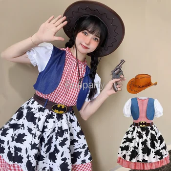 Взрослые дети, косплей-костюм Джесси Ковбой, милое платье с коротким рукавом в стиле Вест Ковбой, Одежда для мамы и дочки на Хэллоуин