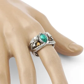 Винтажное изумрудное кольцо Кольцо Арагорна Барахира Короля Гондора Элессара Толкина с зеленым кристаллом Ювелирные изделия из модных фильмов Подарок друзьям