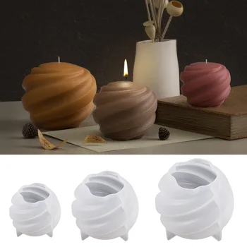 Вращающийся шар-свеча Силиконовая форма Спиральная Резная Форма для ароматерапевтической свечи DIY Ручной работы 3D Гипсовая смола Гипсовое украшение для дома