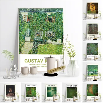 Выставочный плакат Густава Климта в стиле модерн, Итальянский садовый пейзаж, картина на холсте, женский портрет, Винтажный декор для дома
