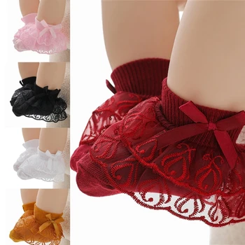 Детские весенние носки, Летние Весенние Тонкие носки, Кружевные носки с бантом для маленьких девочек