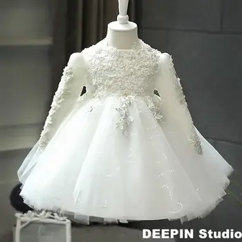 Детское платье с вышивкой для девочек-цветочниц 2024, новое платье из тюля с бабочками для девочек, вечеринка по случаю дня рождения, ретро-подиум, милое платье принцессы