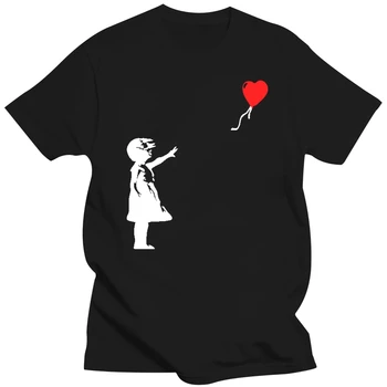 дизайнерская хлопковая футболка kcco balloon gi rl banksy, размеры S-3xl, с графическими рисунками, забавная летняя рубашка из натурального материала