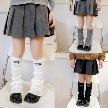 Длинные носки-трубочки с вышивкой в виде сердечка, носки с наборными рукавами для девочек от 3 до 10 лет