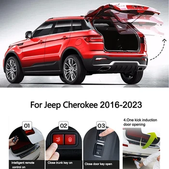 Задняя дверь автомобиля с электроприводом для Jeep Cherokee 2016-2023 Интеллектуальная дверь багажника с электроприводом, Открытая Отделка багажника, Модернизированный Апгрейд