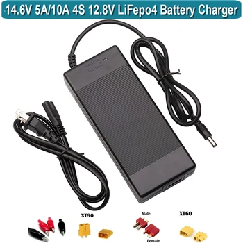 Зарядное устройство LiFePO4 14,6 В 5A 10A, интеллектуальные зарядные устройства 14,6 В для литий-железо-фосфатных аккумуляторных батарей 12,8 В 4S