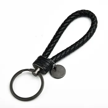 Кольцо для ключей от автомобиля 0,012 кг Черная/красная синтетическая кожа 1 Х Модный подарочный брелок для ключей с кожаным ремешком и аксессуарами в оплетке