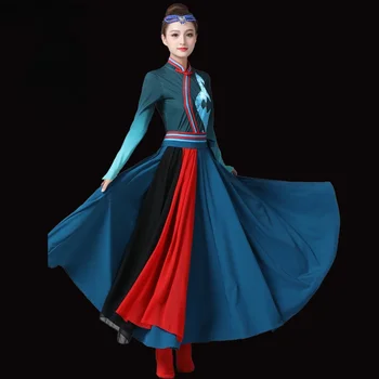 Костюмы для монгольских танцев, этническое платье тибетского меньшинства, юбки с широкими разворотами, тест на искусство женщин, платье для тибетских танцев хмонгов