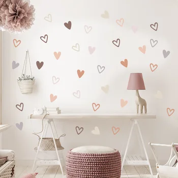 Креативная наклейка на стену в виде сердечек из 1 листа для детской комнаты, Виниловые обои, настенные росписи, декор детской спальни, Наклейки на мебель