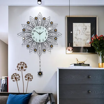 Креативные простые металлические настенные часы в деревенском стиле, немой стиль для гостиной, европейское украшение дома, железные кварцевые часы
