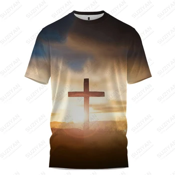 Летняя новая мужская футболка Christian Faith, религиозный крест, мужская футболка с 3D-принтом, свободный круглый вырез, мужские короткие рукава