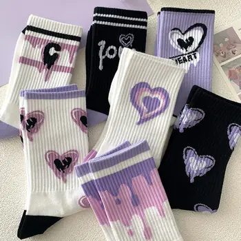 Люблю Хлопчатобумажные носки в корейском стиле Harajuku с вышивкой английскими буквами, Забавные носки Kawaii, хип-хоп, Счастливая команда по скейтбордингу, Носки Sokken