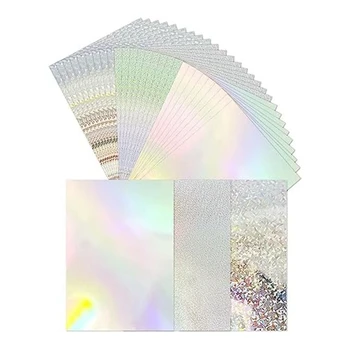 Металлический голографический картон из 30 частей, блестящий флуоресцентный картон толщиной А4 для изготовления открыток для скрапбукинга