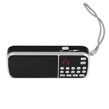 Мини FM-радиоприемник Портативный Динамик 3 Вт с цифровым ЖК-дисплеем Поддержка музыкального плеера Mp3 AUX USB TF Карта Светодиодный фонарик