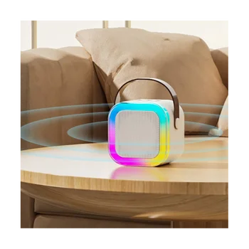Мини-караоке на открытом воздухе Bluetooth-динамик Портативный с беспроводной микрофонной картой Сабвуфер высокой громкости Детский подарок D