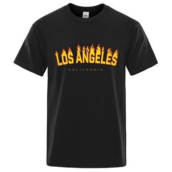 Модная одежда с надписью Los Angeles California, мужская модная дышащая футболка, свободные футболки в стиле хип-хоп, повседневные хлопковые с коротким рукавом