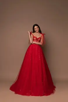 Модное вечернее платье из тюля трапециевидной формы с чашечками, Черное Розовое Красное прозрачное платье для выпускного вечера с блестками, вечернее платье на бретельках с открытыми плечами