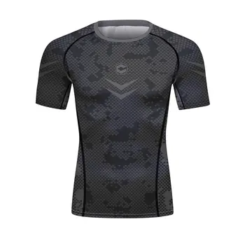 Мужские компрессионные рубашки с коротким рукавом, футболка с принтом Dry Fit, фитнес, бег, Спортивная тренировка, спортивная футболка Baselayer (221522)