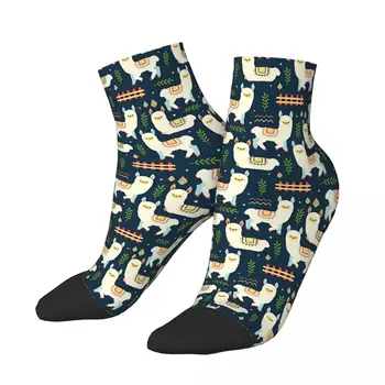 Мужские носки до щиколотки с милым рисунком Альпаки Животное Альпака Унисекс в стиле Хип-хоп с бесшовным принтом Happy Low Sock Подарок