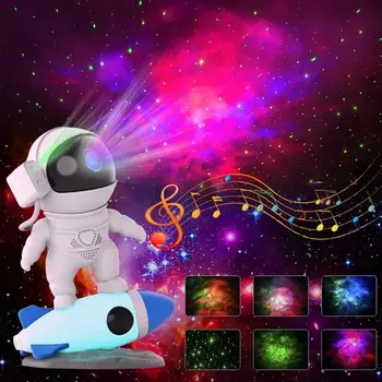 Музыкальный динамик Bluetooth с белым шумом Ракета Астронавт Проектор Звездной туманности проектор космической Галактики ночник для подарка детям