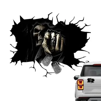 Наклейки для автомобилей на Хэллоуин, наклейка с черепом, украшение ужасов, создающее настроение Хэллоуина, Прочная адгезия для гоночного пикапа