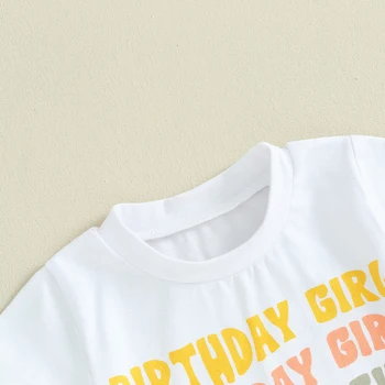 Наряд На Первый день рождения для маленькой девочки, толстовка с короткими рукавами и однотонными шортами с буквенным принтом, комплект летней одежды