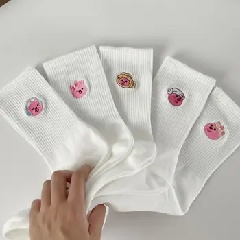 Носки Star Kabi Детские из чистого хлопка Корейские хлопчатобумажные носки Kirby Cross Dressing Little Beaver Cute с вышивкой в виде мультфильма со средним рукавом